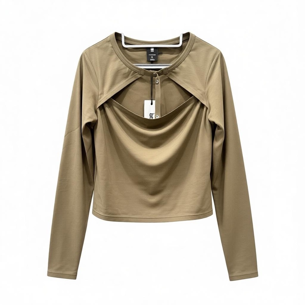 G-Star Cropped Keyhole‎ Wild Olive Long Sleeve Tee